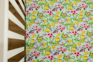 Lemon Sakura Crib Sheet