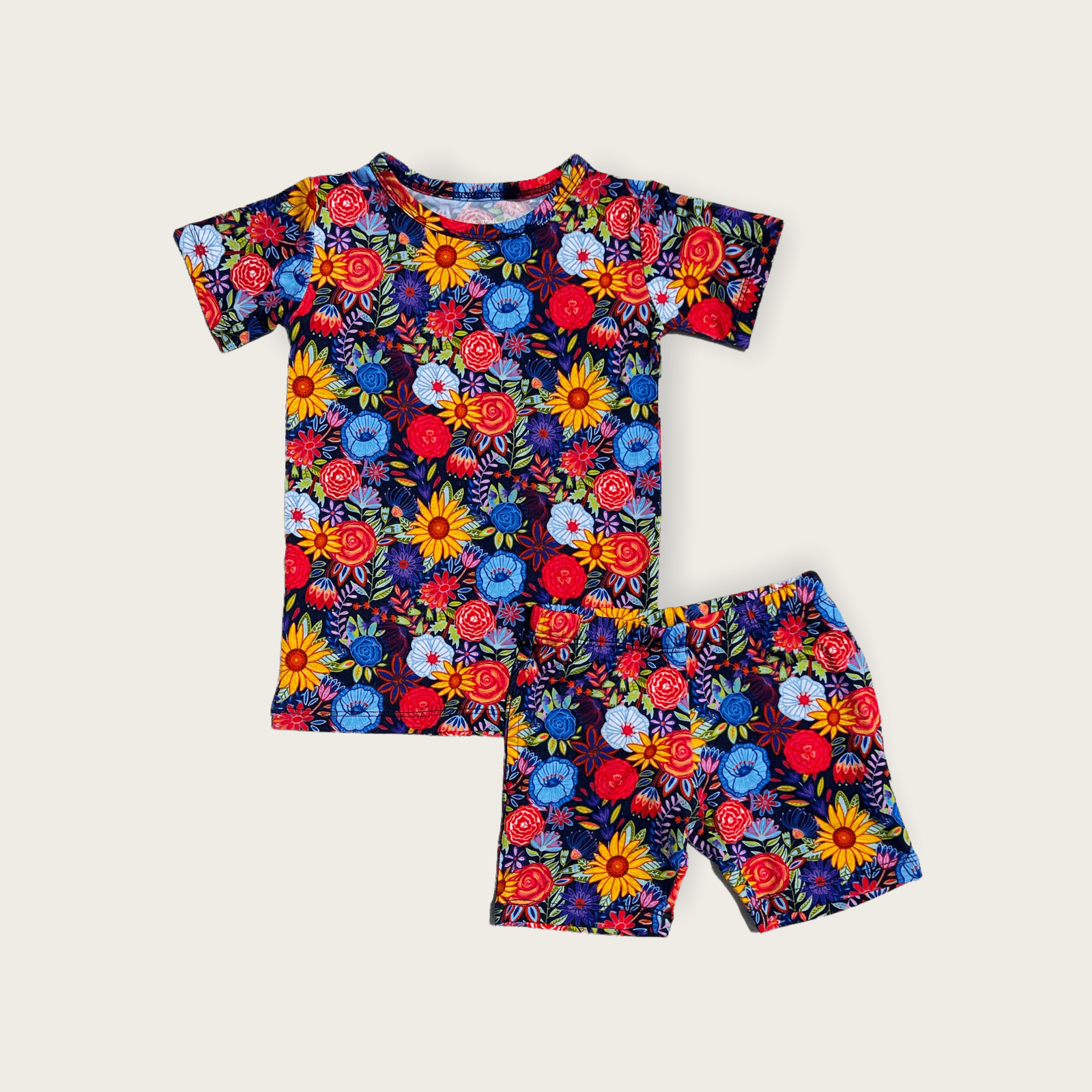 Funky Floral Short Sleeve/Shorts PJ Set