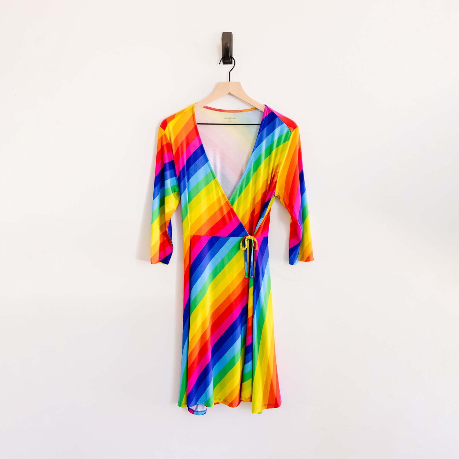 Rainbow Stripe Women's Half Sleeve Lounge Wrap Dress