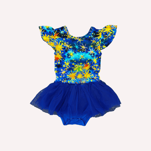 Starry Starry Night Ruffle Cap Sleeve Party Leotard Dress PRE-SALE